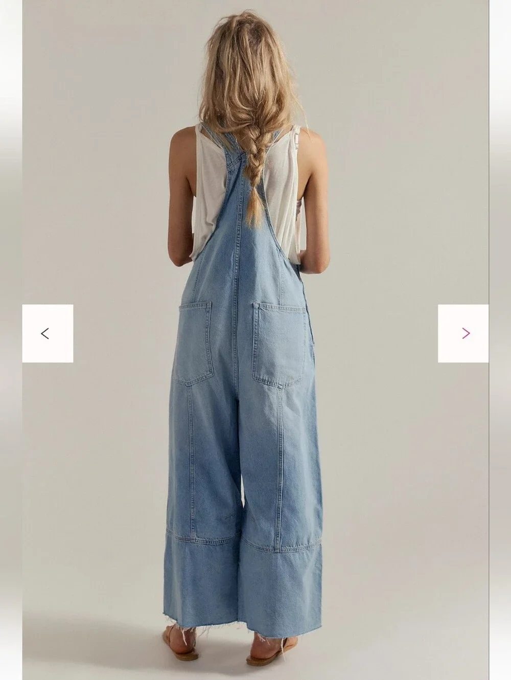 Free People Light Wash Denim Wide-Leg Overalls Jumpsuit